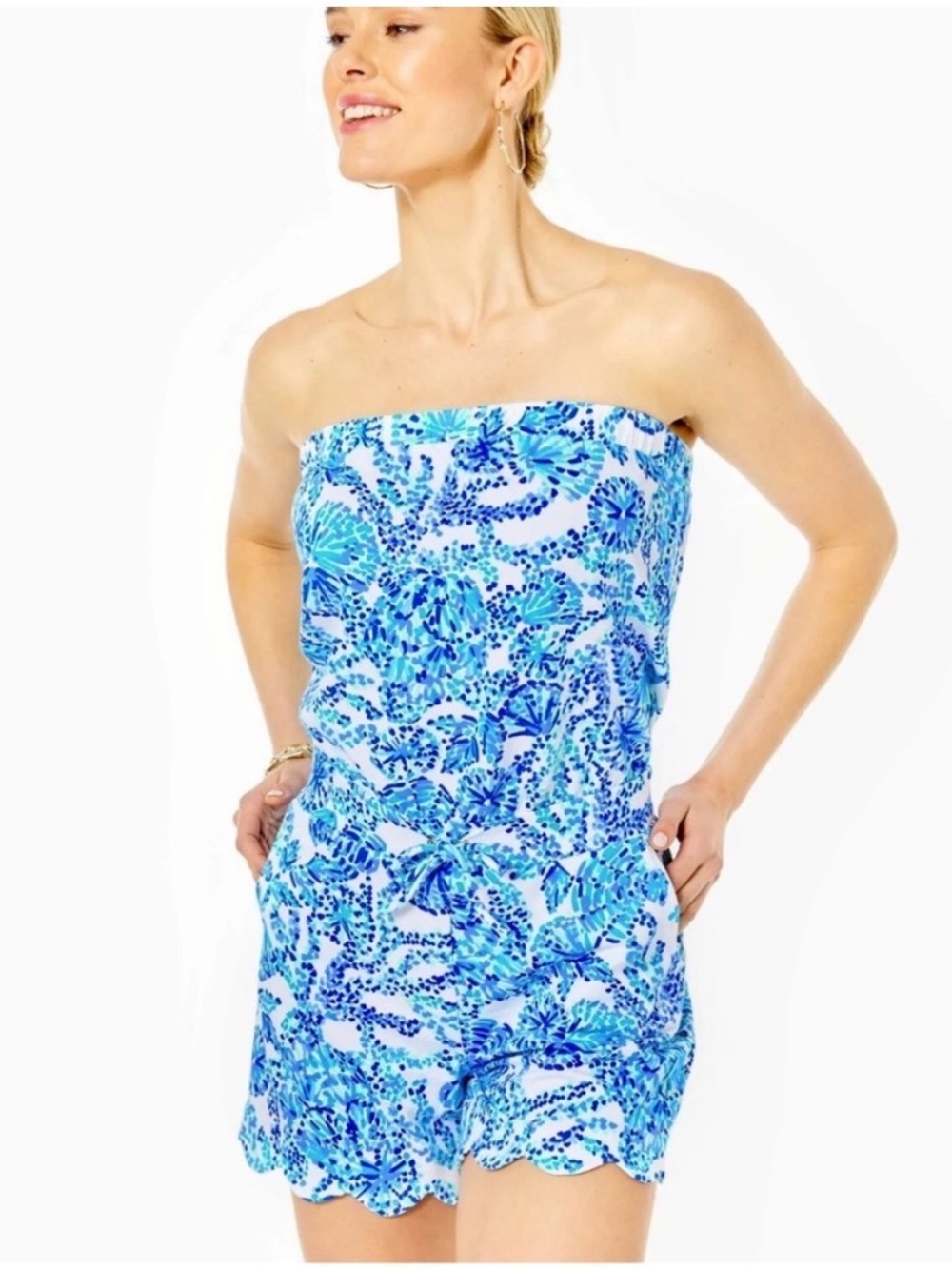 Lilly Pulitzer Jace Turquoise Oasis “SHELL ME YOU LOVE ME” Romper XL